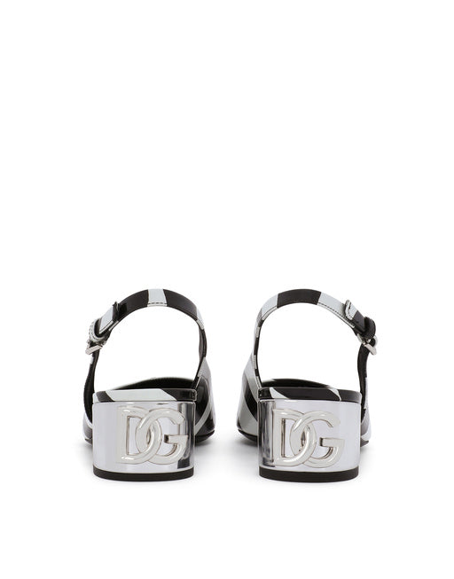 PRINTED PATENT LEATHER SLINGBACKS WITH DG KAROL HEEL