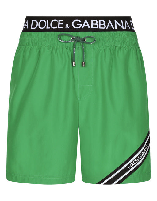 MID-LENGTH SWIM TRUNKS WITH BRANDED BAND