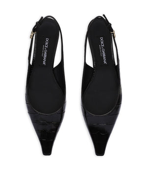 CROCODILE-PRINT CALFSKIN SLINGBACKS