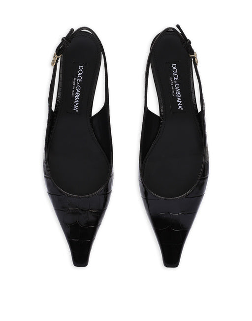 CROCODILE-PRINT CALFSKIN SLINGBACKS