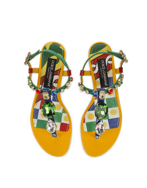PATENT LEATHER THONG SANDALS