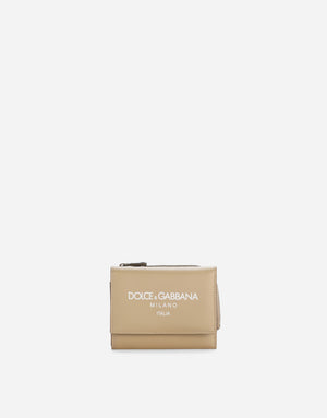 CALFSKIN FRENCH FLAP WALLET WITH LOGO
