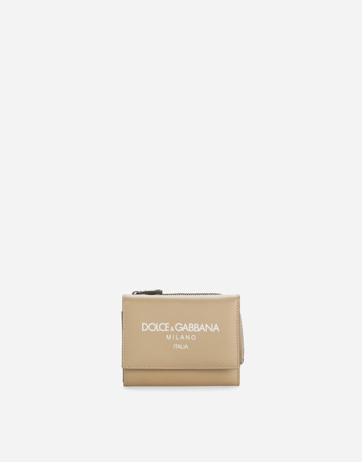 CALFSKIN FRENCH FLAP WALLET WITH LOGO