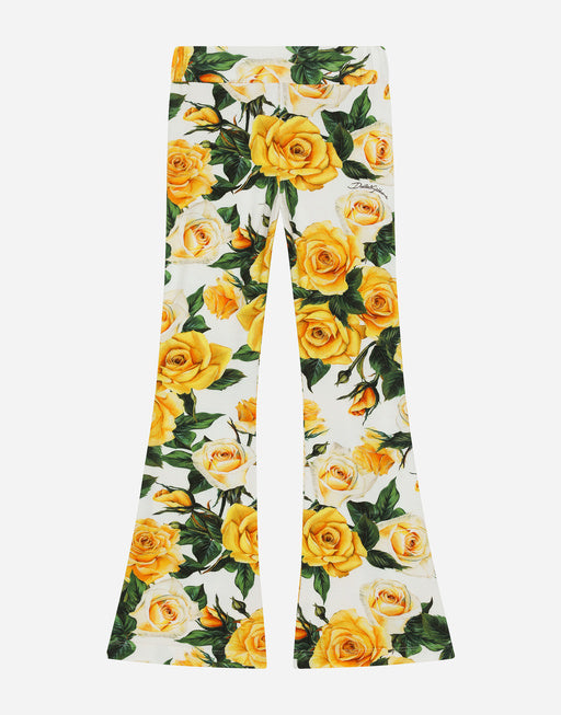 JERSEY PANTS WITH YELLOW ROSE PRINT
