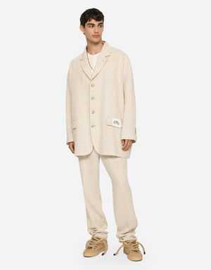 OVERSIZE SINGLE-BREASTED LINEN AND VISCOSE JACKET