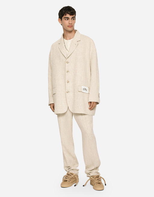 OVERSIZE SINGLE-BREASTED LINEN AND VISCOSE JACKET