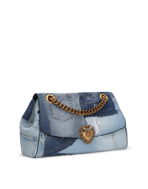 DEVOTION MAXI-BAG IN PATCHWORK DENIM AND PLAIN CALFSKIN