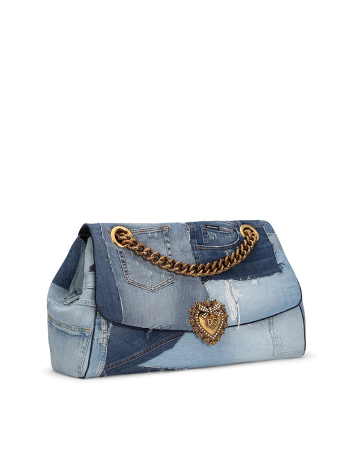 DEVOTION MAXI-BAG IN PATCHWORK DENIM AND PLAIN CALFSKIN