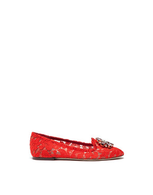 SLIPPER IN TAORMINA LACE WITH CRYSTALS