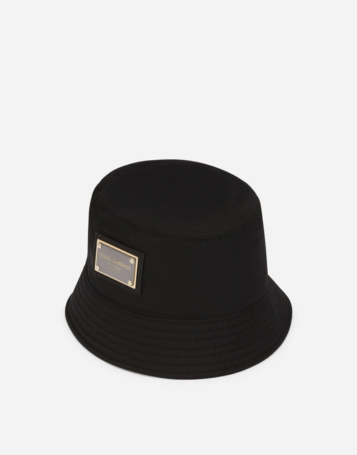 NYLON BUCKET HAT WITH BRANDED PLATE
