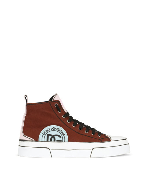 HAND-PAINTED TWO-TONE CANVAS PORTOFINO LIGHT MID-TOP SNEAKERS