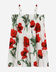 POPPY-PRINT POPLIN SUN DRESS