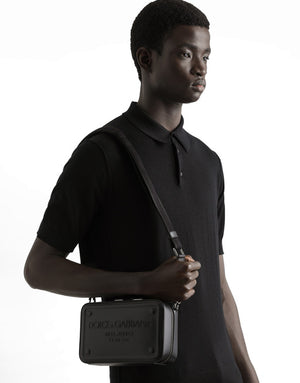 CALFSKIN CROSSBODY BAG WITH RAISED LOGO