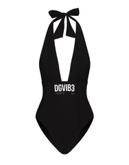 ONE-PIECE SWIMSUIT WITH PLUNGING NECKLINE AND DGVIB3 PRINT