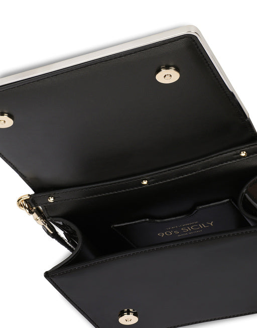 PATENT LEATHER 90S SICILY CLUTCH WITH BRANDED PLATE