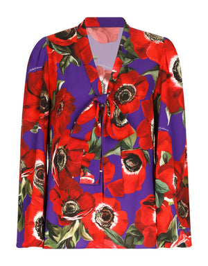 CHARMEUSE SHIRT WITH ANEMONE PRINT