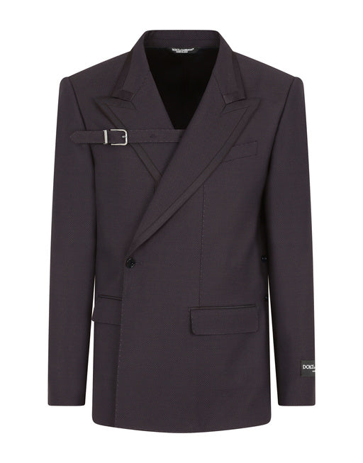 DOUBLE-BREASTED MICRO-PATTERNED WOOL SICILIA-FIT JACKET