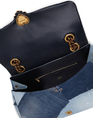 DEVOTION MAXI-BAG IN PATCHWORK DENIM AND PLAIN CALFSKIN