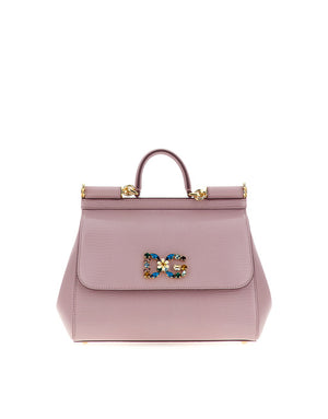 MEDIUM IGUANA PRINT CALFSKIN SICILY BAG WITH CRYSTAL DG LOGO PATCH