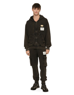WASHED JERSEY CARGO PANTS WITH LOGO