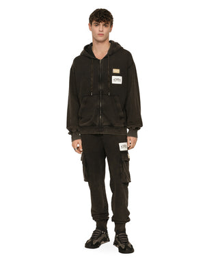 WASHED JERSEY CARGO PANTS WITH LOGO