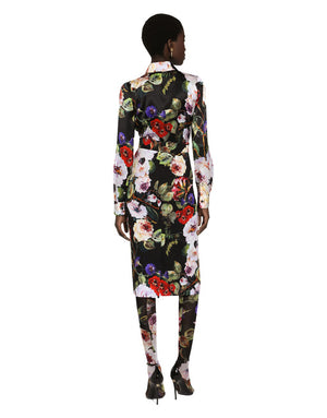 SATIN SHIRT WITH ROSE GARDEN PRINT