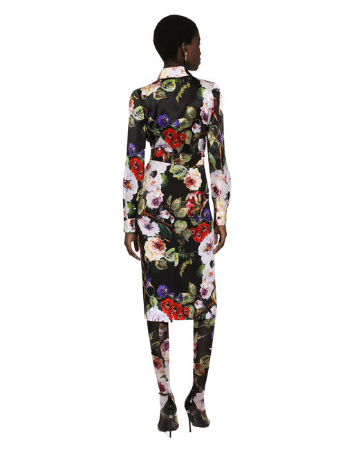 SATIN SHIRT WITH ROSE GARDEN PRINT