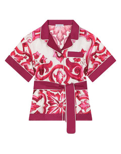 TWILL SHIRT WITH YELLOW MAJOLICA PRINT