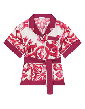 TWILL SHIRT WITH YELLOW MAJOLICA PRINT