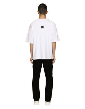 PRINTED COTTON JERSEY T-SHIRT WITH DGVIB3 PATCH
