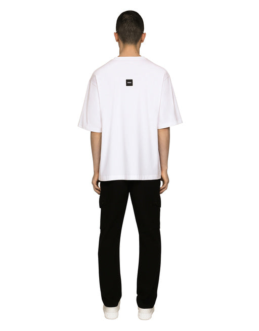 PRINTED COTTON JERSEY T-SHIRT WITH DGVIB3 PATCH