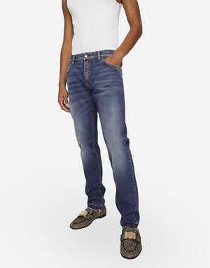 WASHED SLIM FIT STRETCH DENIM JEANS