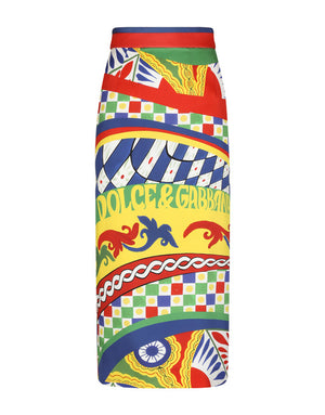 CALF-LENGTH TECHNICAL JERSEY PENCIL SKIRT WITH CARRETTO PRINT