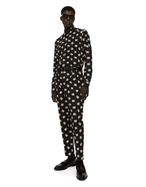 COTTON MARTINI-FIT SHIRT WITH DG MONOGRAM PRINT