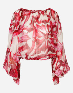 MAJOLICA-PRINT CHIFFON TOP