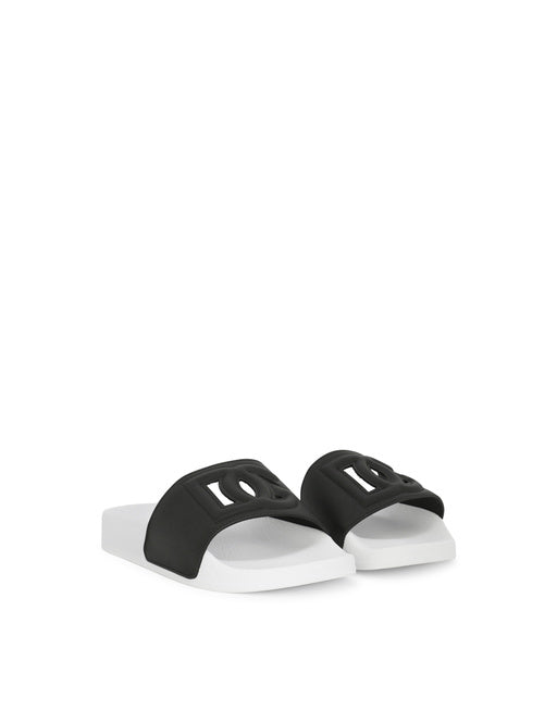 LEATHER SLIDERS WITH DG MILLENNIALS LOGO