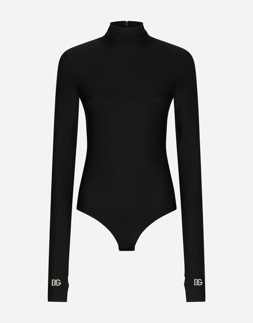 JERSEY TURTLE-NECK BODYSUIT WITH DG LOGO