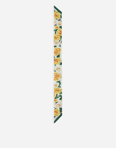 TWILL HEADSCARF WITH YELLOW ROSE PRINT