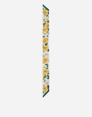TWILL HEADSCARF WITH YELLOW ROSE PRINT