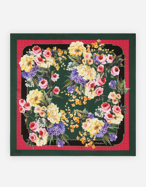 GARDEN-PRINT TWILL SCARF (90 X 90)