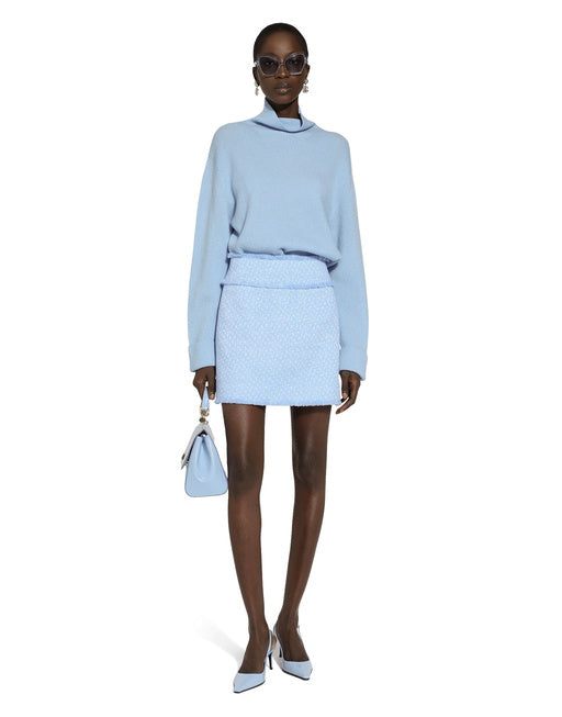 WOOL RASCHEL TWEED MINISKIRT