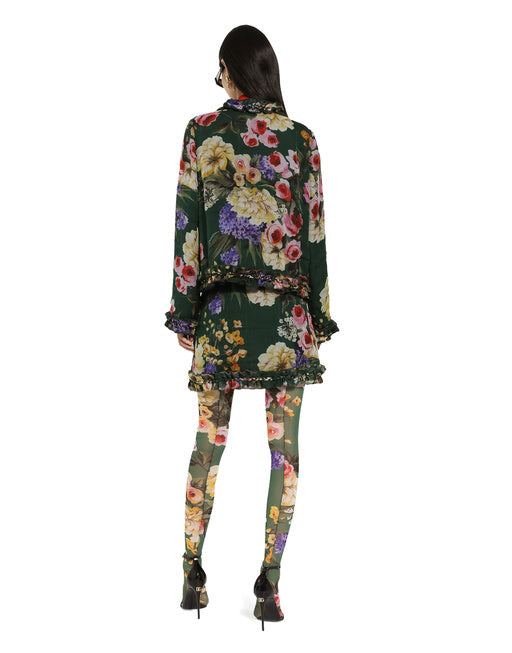 CHARMEUSE SHIRT WITH ANEMONE PRINT