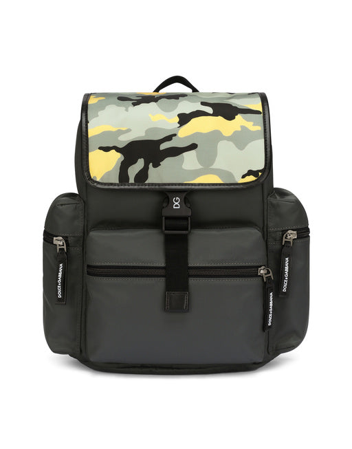 NYLON BACKPACK WITH CAMOUFLAGE PRINT
