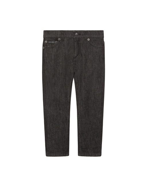 BLACK STRETCH JEANS WITH DG BASKET PATCH