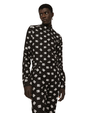 COTTON MARTINI-FIT SHIRT WITH DG MONOGRAM PRINT