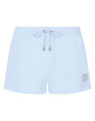 SHORT SWIM TRUNKS WITH BRANDED PLATE