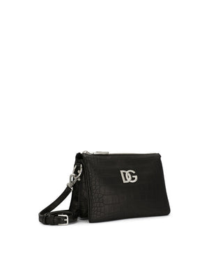 SMALL TRIS BAG IN CROCODILE-PRINT CALFSKIN