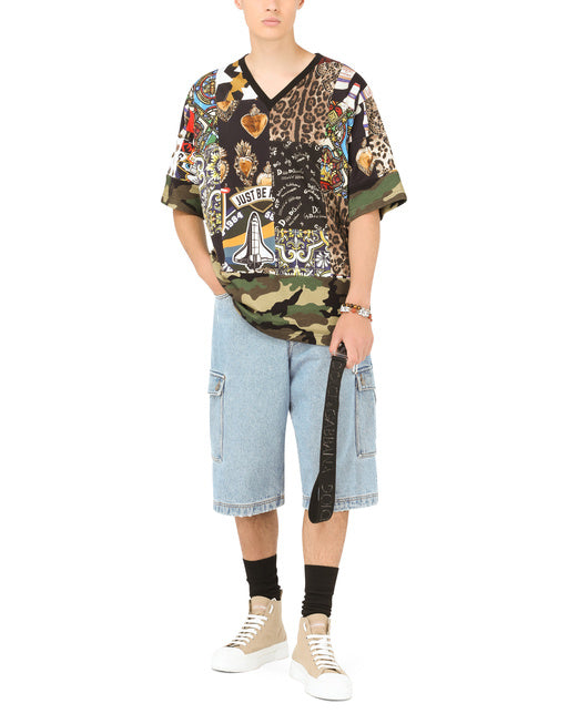 LIGHT BLUE DENIM CARGO SHORTS