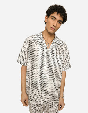 CREPE DE CHINE HAWAIIAN SHIRT WITH DG LOGO PRINT