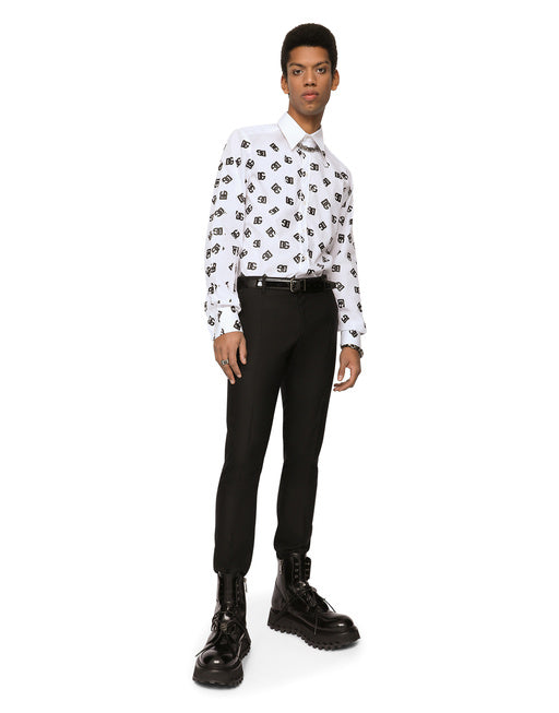 COTTON MARTINI-FIT SHIRT WITH DG LOGO PRINT